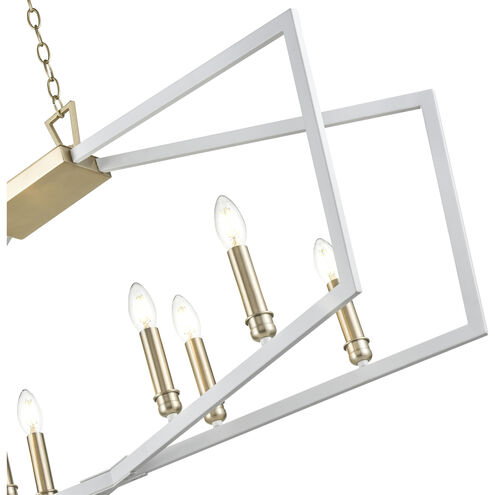 Lizabeth 8 Light 42.25 inch Matte White/Modern Gold Linear Chandelier Ceiling Light